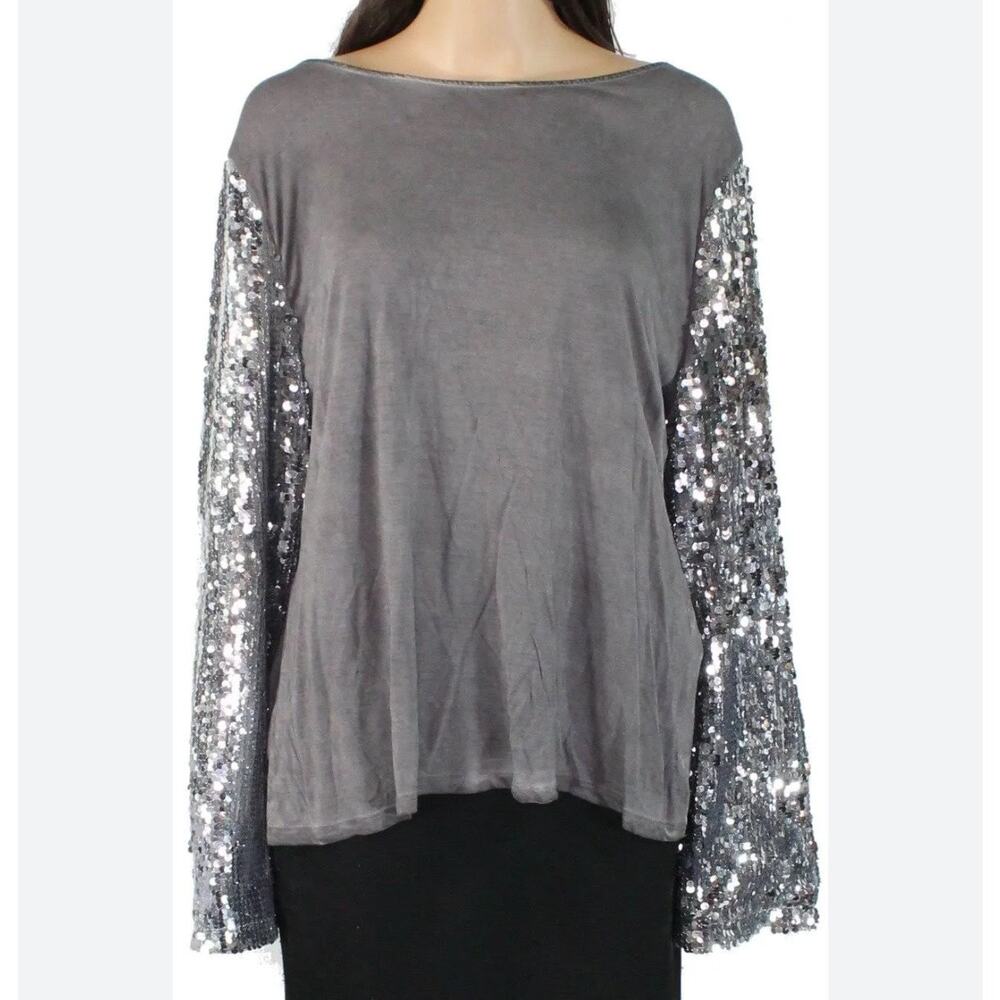 I-n-c Womens Sequined Sleeve Pullover Blouse XXL